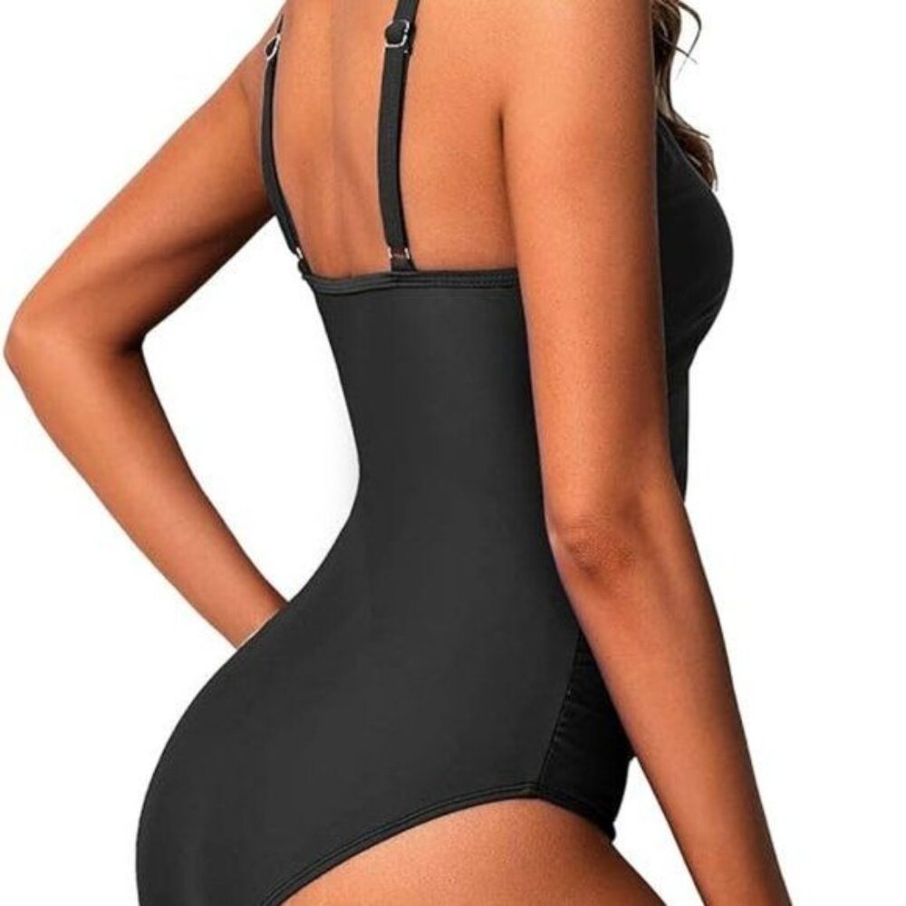 Women High ☀️ Neck One Piece Swimsuit Tummy Suit Mesh Swimwear for Teen Girls - Picture 6 of 6